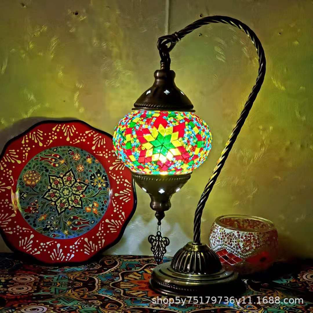 Moroccan Mosaic Glass Table Lamp | Handcrafted Stained Glass & Bronze Iron | E27 Bedside & Decorative Lamp | 22cm × 38cm | 16 Designs | Cavira - Cavira
