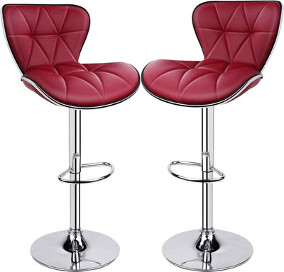 Leader Shell Wine Red Swivel Bar Stools Set of 2 - Adjustable Back Bar Stool - GG store