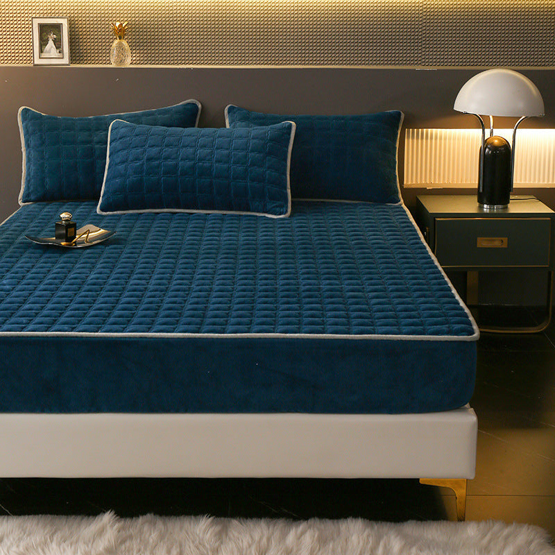 Fleece-lined Milk Fiber Quilted Fitted Sheet Single Winter Thickened