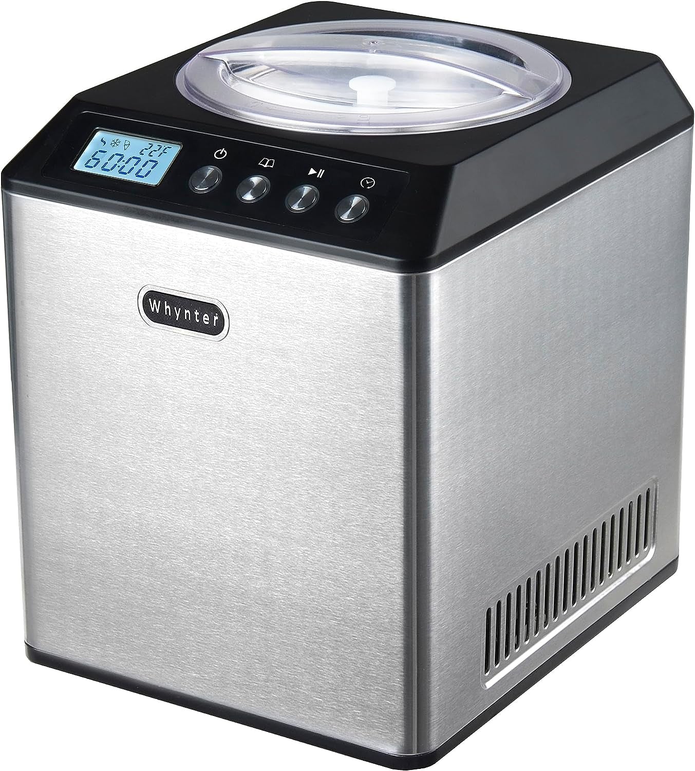 Automatic Ice Cream Maker - 2.1 Qt. Upright with Built-In Compressor, LCD Display & Timer - No Pre-Freezing - Stainless Steel ICM-201SB