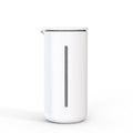 Portable glass French press by Cavira with white and black frame, borosilicate glass carafe for coffee and tea brewing.