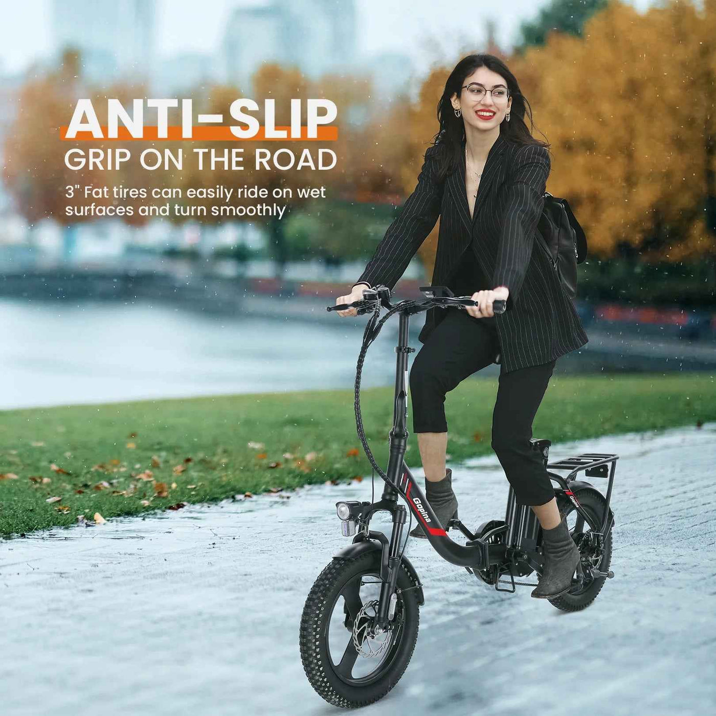 Electric Bike 16" X 3.0 Fat Tire 48V 350W Folding Cruiser Step-Through Commuter - 16 Inch Fat Tire Electric Bike 19.8MPH UL2849 Certified - GG store