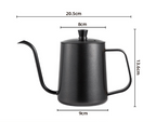 Black Cavira gooseneck pour-over kettle with 600ml capacity, precision drip spout, stovetop and induction compatible.