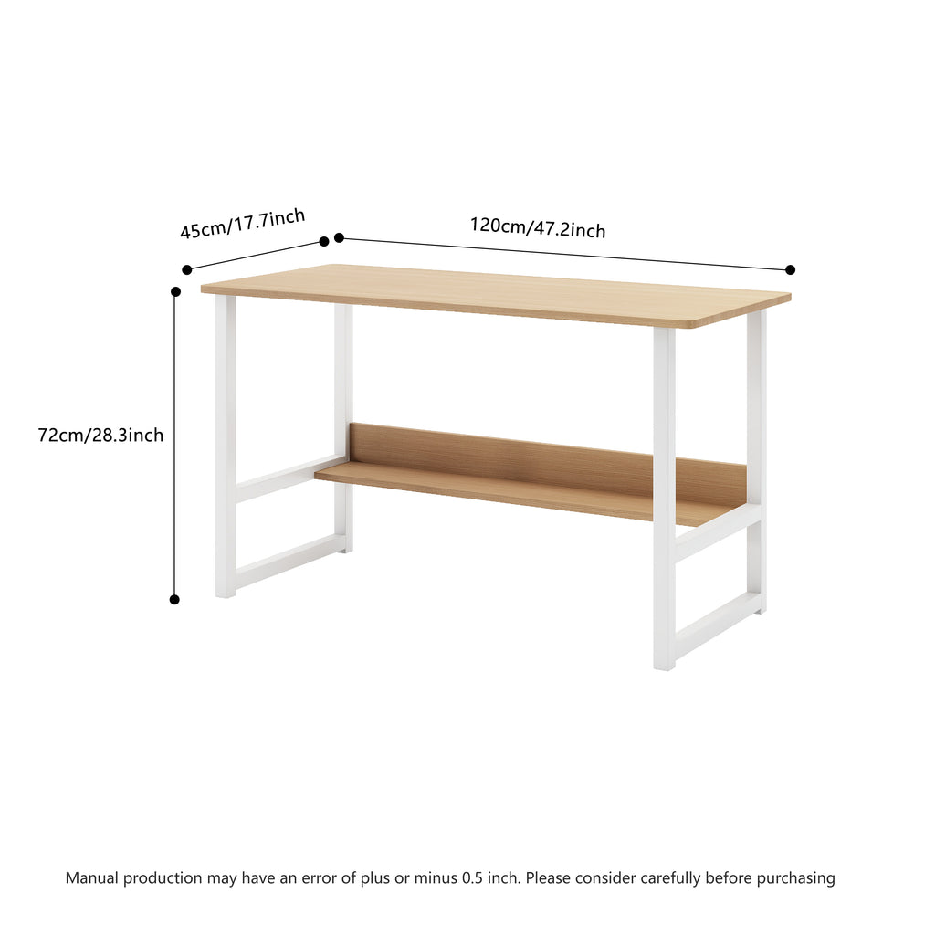Eprolo wooden computer desk with storage rack, simple bedroom or student workspace, desktop room setup, compact and functional design