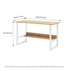 Eprolo wooden computer desk with storage rack, simple bedroom or student workspace, desktop room setup, compact and functional design