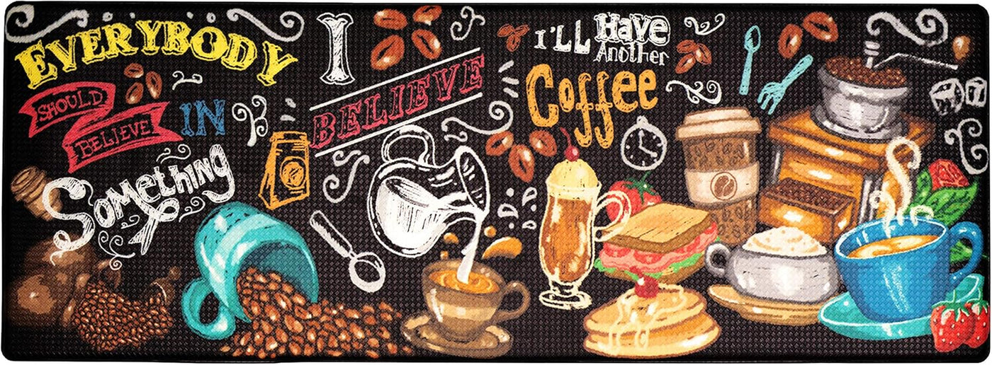 Luxurious Anti-Fatigue Kitchen Floor Mat - Stylish Pain Relief Memory Foam Mat for Comfort in Front of Sink - 47" x 17.5" x 10mm Coffee Design