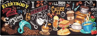 Luxurious Anti-Fatigue Kitchen Floor Mat - Stylish Pain Relief Memory Foam Mat for Comfort in Front of Sink - 47" x 17.5" x 10mm Coffee Design