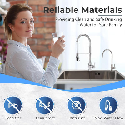 GA1-BN Drinking Water RO Faucet for Kitchen Sink, Heavy-Duty Lead-Free Reverse Osmosis Faucet for RO Water Filtration System, Non-Air Gap 100% Stainless Steel RO Faucet, Brushed Nickel Finish - GG store