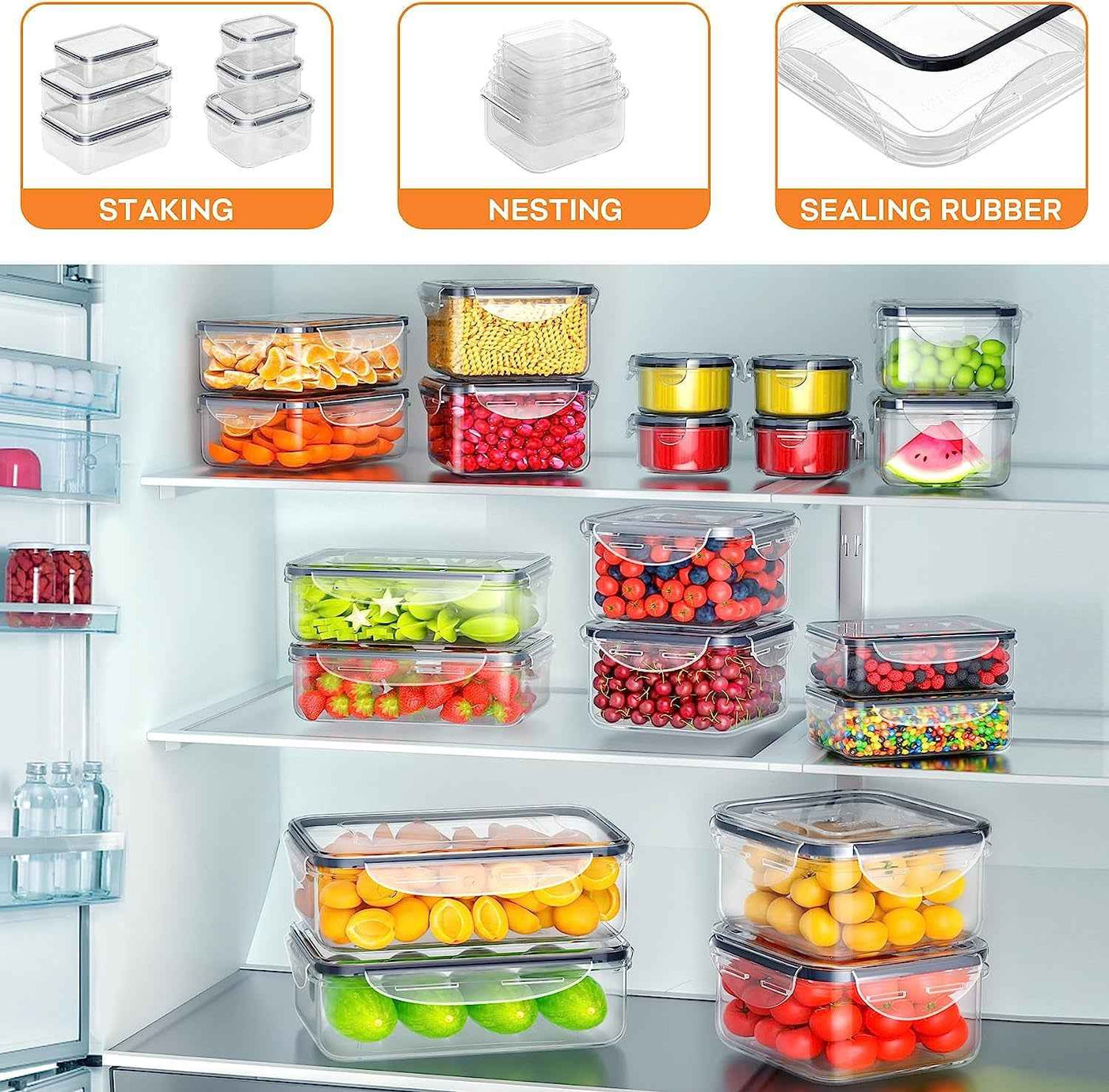 40 PCS Food Storage Containers with Lids Airtight, Plastic Storage Meal Prep Container-Stackable 100% Leakproof & Microwave Safe Organization and Storage Sets, Lunch Containers - GG store
