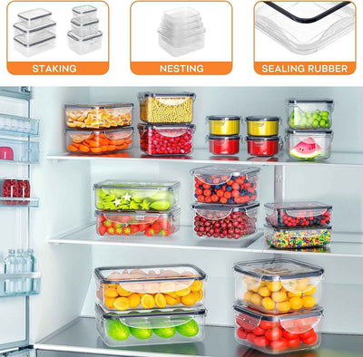 40 PCS Food Storage Containers with Lids Airtight, Plastic Storage Meal Prep Container-Stackable 100% Leakproof & Microwave Safe Organization and Storage Sets, Lunch Containers - GG store