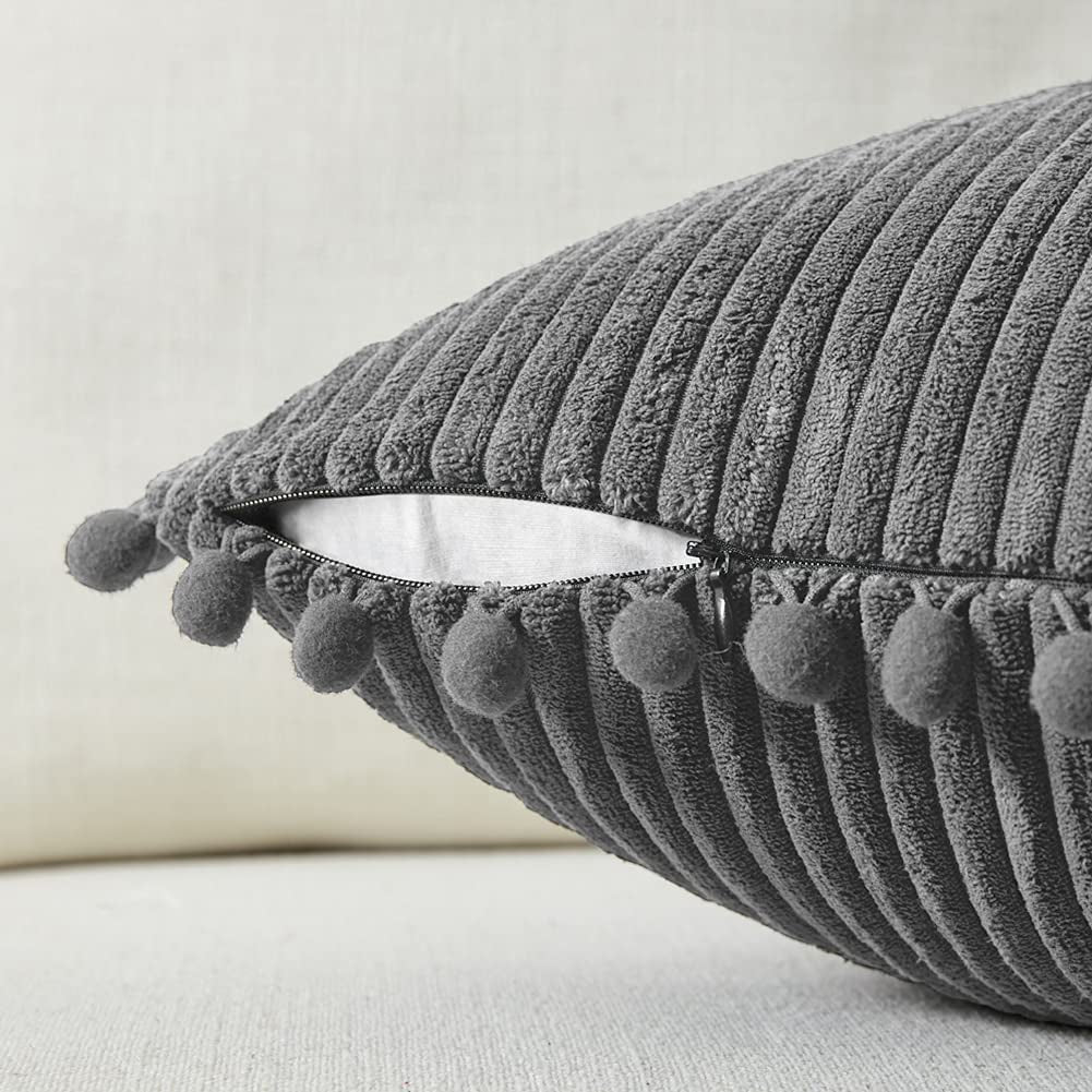 Farmhouse Textured Throw Pillow Cover – Modern Rustic Decorative Sofa Cushion Case 18x18