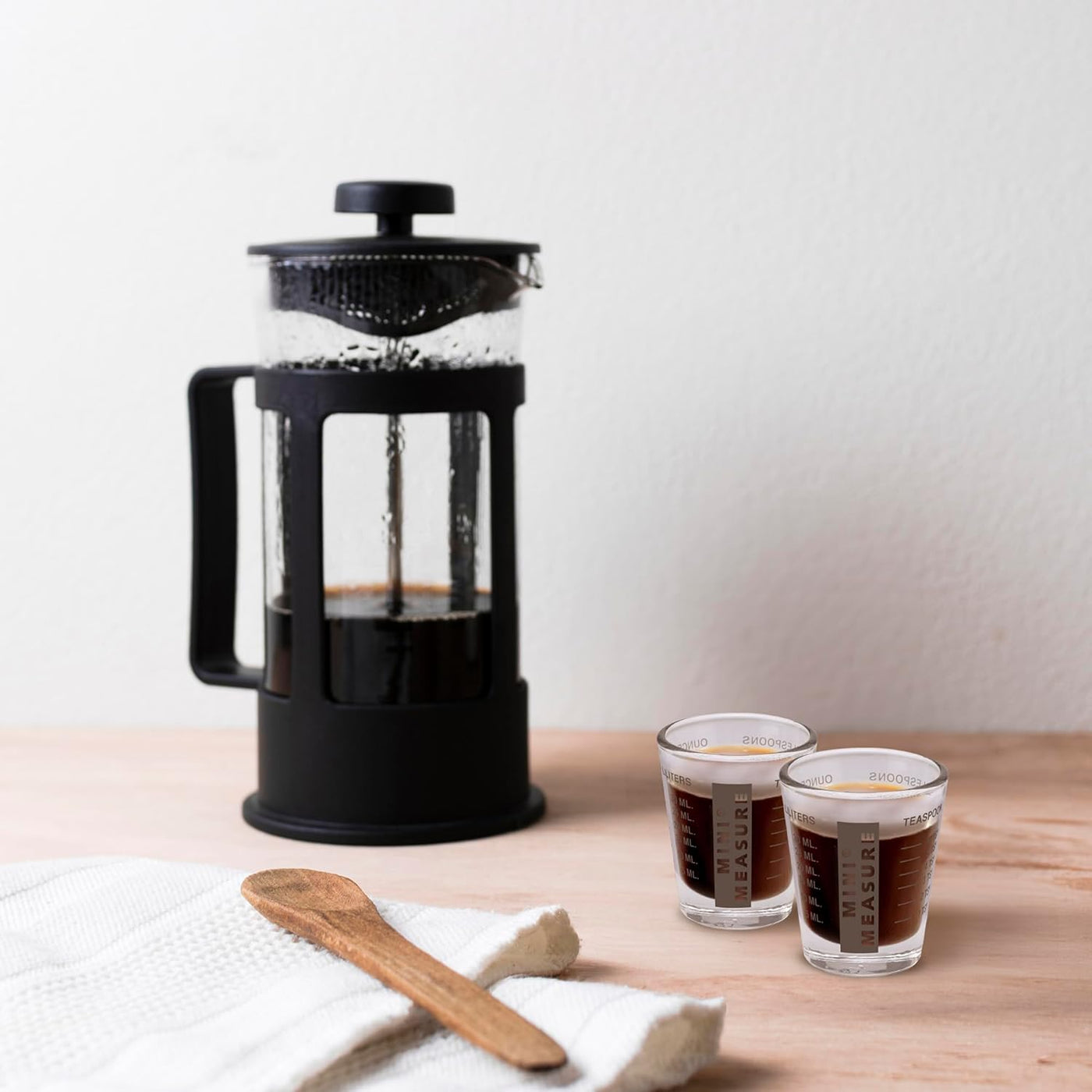 Set of 2 Mini Measure Heavy-Duty Shot Glasses - 20 Incremental Measurements for Liquids and Dry Ingredients