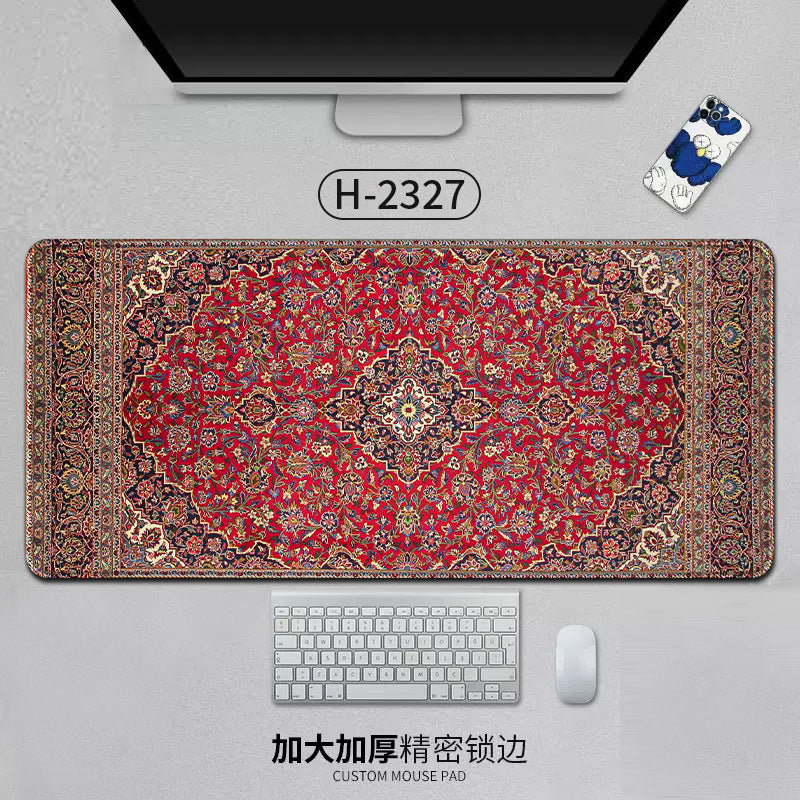 Large eprolo Persian-style mouse pad with natural rubber backing, anti-slip desk mat, ideal for office or gaming setups.