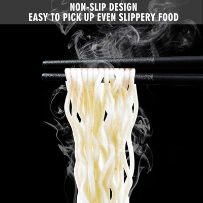 Reusable 5 Pairs Fiberglass Chopsticks - Dishwasher Safe, Japanese & Chinese Style with Elegant Wave Pattern, 9.5 Inches