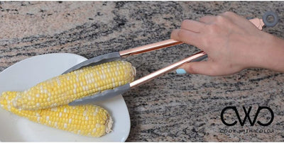 Stylish Stainless Steel Silicone Tipped Tongs Set - 9” & 12” - Perfect for Non-Stick Cookware, BBQ & Cooking - BPA Free, Sturdy, Locking Design in Rose Gold & Gray