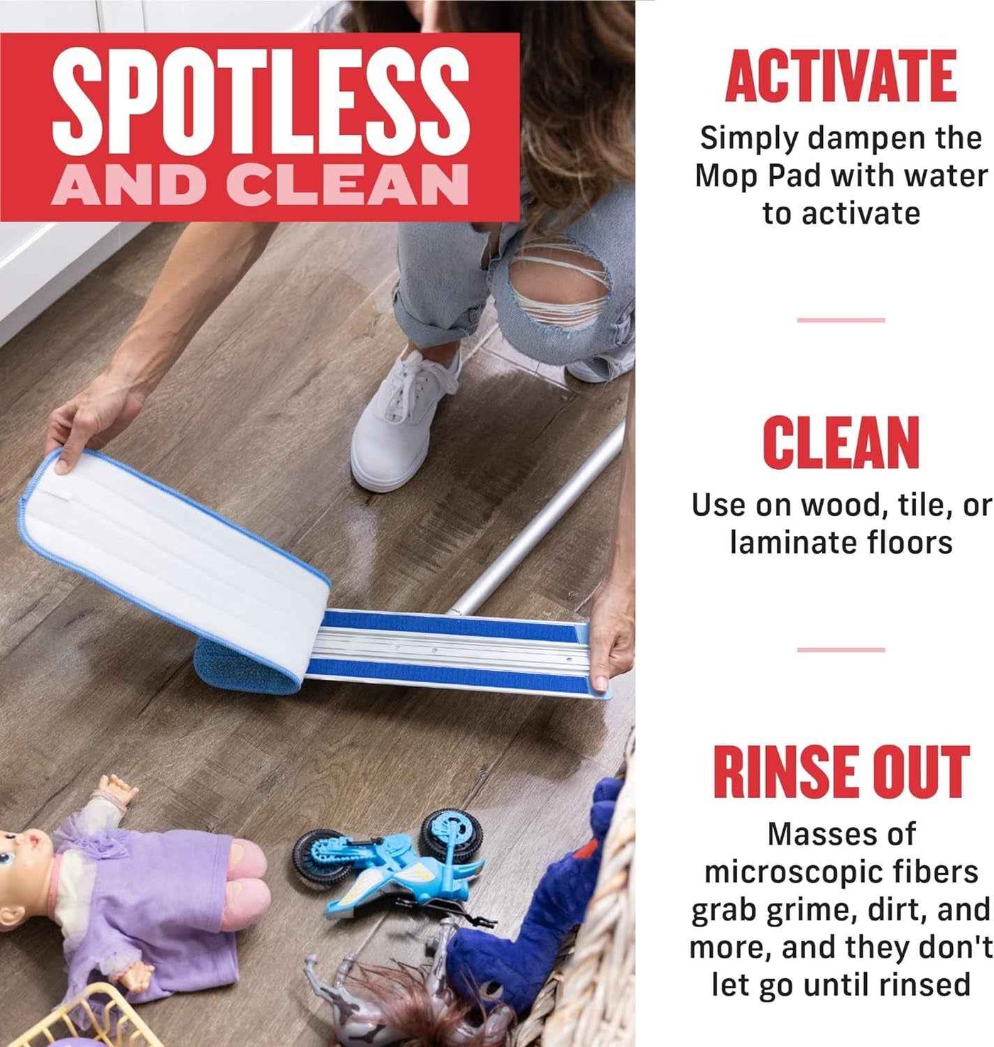 Deep Clean Microfiber Mop - Perfect Floor Cleaner for Hardwood, Laminate, Tile, and Stone Flooring, Washable and Reusable, 100 Wash Promise - GG store