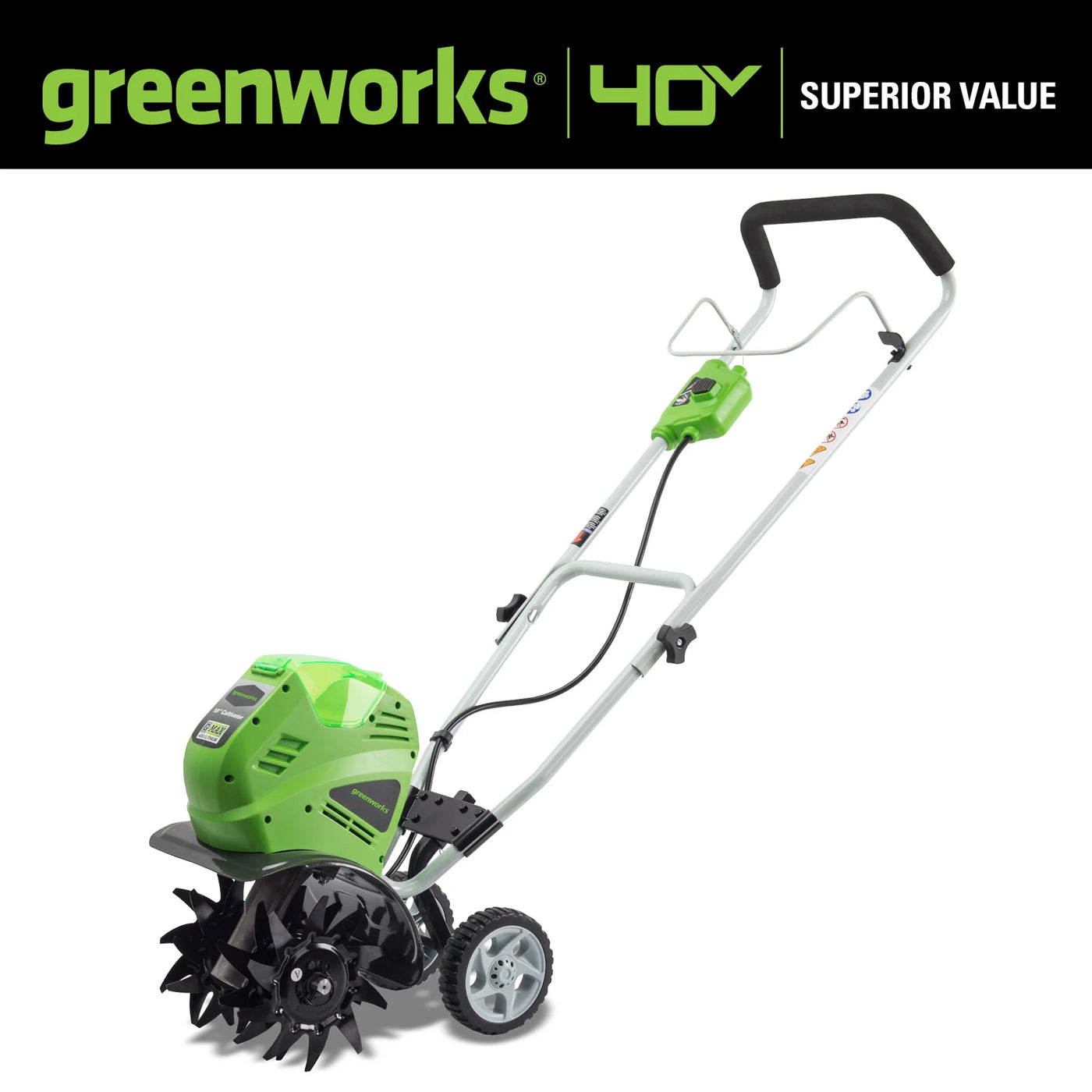 Powerful 40V 10" Walk-Behind Garden Cultivator - Efficient Tilling for Your Garden (Battery Not Included)