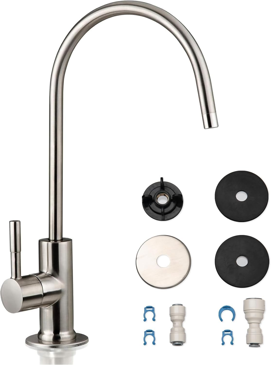 GA1-BN Drinking Water RO Faucet for Kitchen Sink, Heavy-Duty Lead-Free Reverse Osmosis Faucet for RO Water Filtration System, Non-Air Gap 100% Stainless Steel RO Faucet, Brushed Nickel Finish - GG store