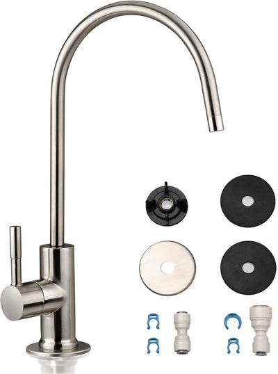 GA1-BN Drinking Water RO Faucet for Kitchen Sink, Heavy-Duty Lead-Free Reverse Osmosis Faucet for RO Water Filtration System, Non-Air Gap 100% Stainless Steel RO Faucet, Brushed Nickel Finish - GG store