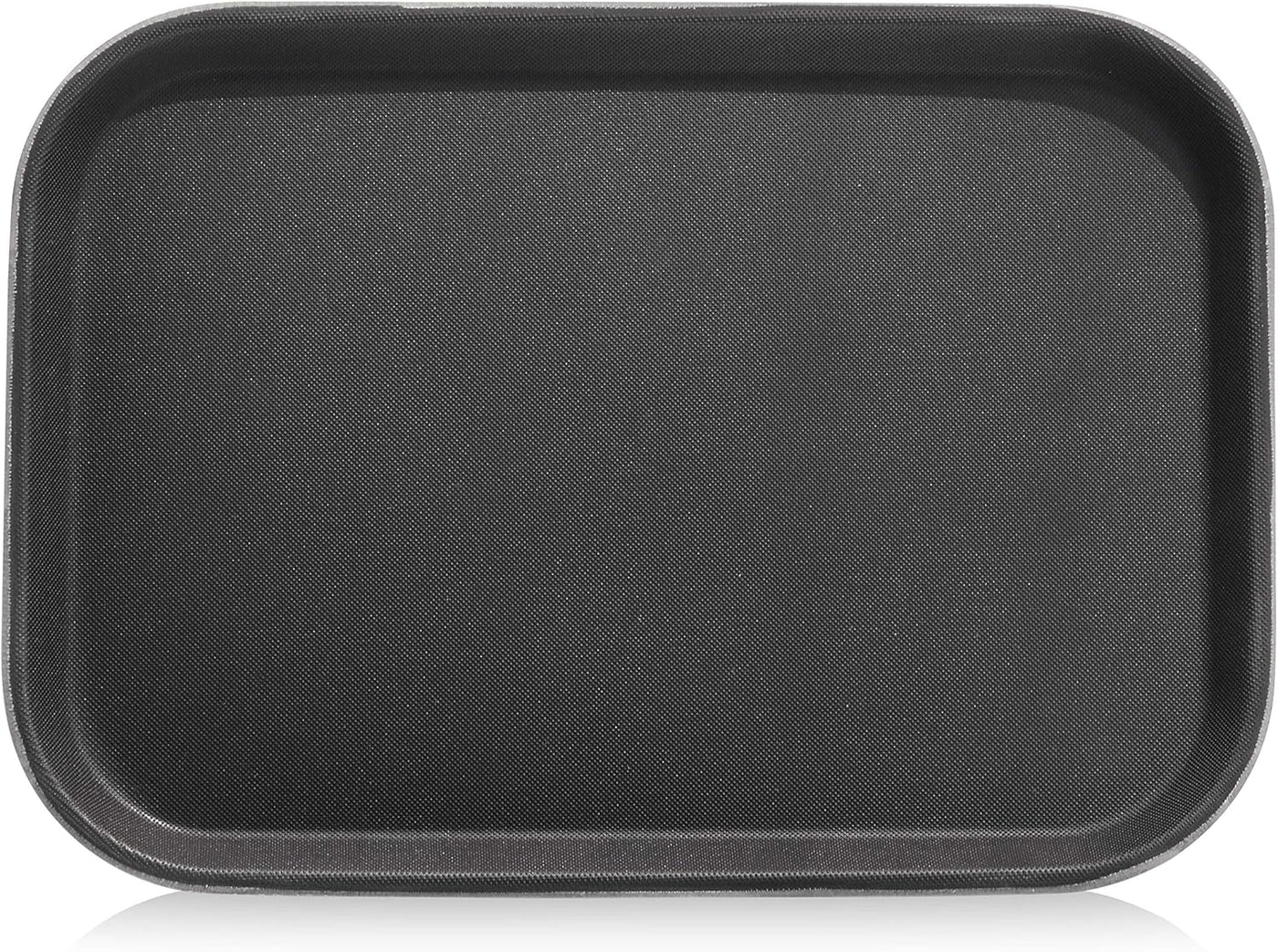 Premium Non-Slip Restaurant Tray - 10"x14" Rectangular Plastic with Rubber Lining - Durable Black Design