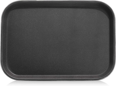 Premium Non-Slip Restaurant Tray - 10"x14" Rectangular Plastic with Rubber Lining - Durable Black Design
