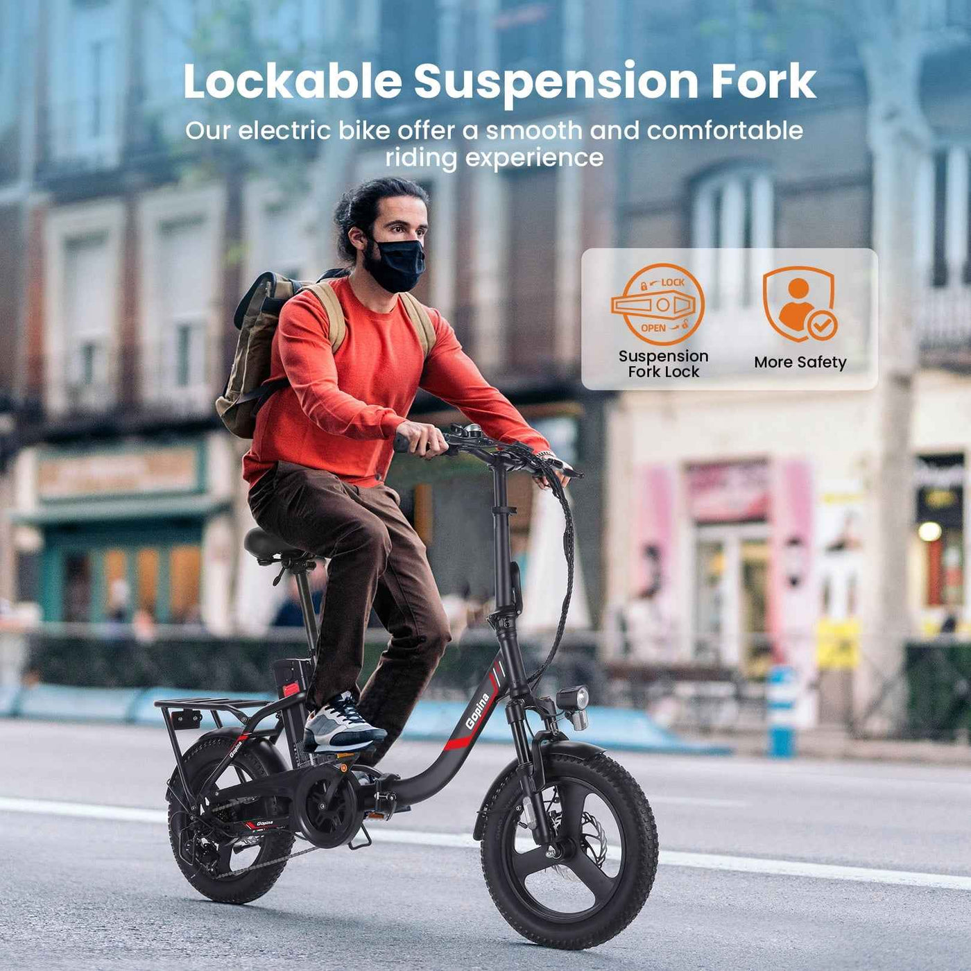 Electric Bike 16" X 3.0 Fat Tire 48V 350W Folding Cruiser Step-Through Commuter - 16 Inch Fat Tire Electric Bike 19.8MPH UL2849 Certified - GG store