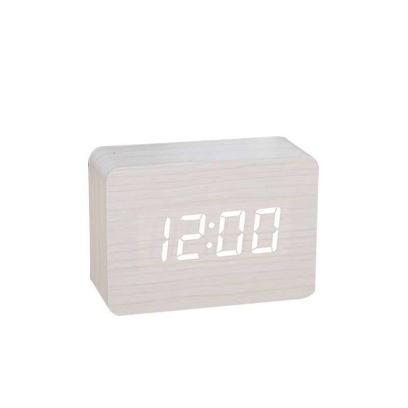 Wooden LED Digital Alarm Clock - Voice Control with Temperature & Date Display - Cavira