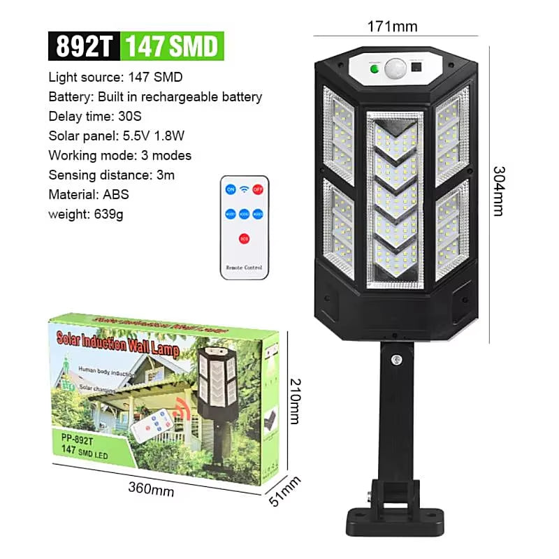 Ultra Powerful 10,000W Outdoor Solar Lamp - 320° Wide Range Lighting with Adjustable Brightness for Optimal Visibility