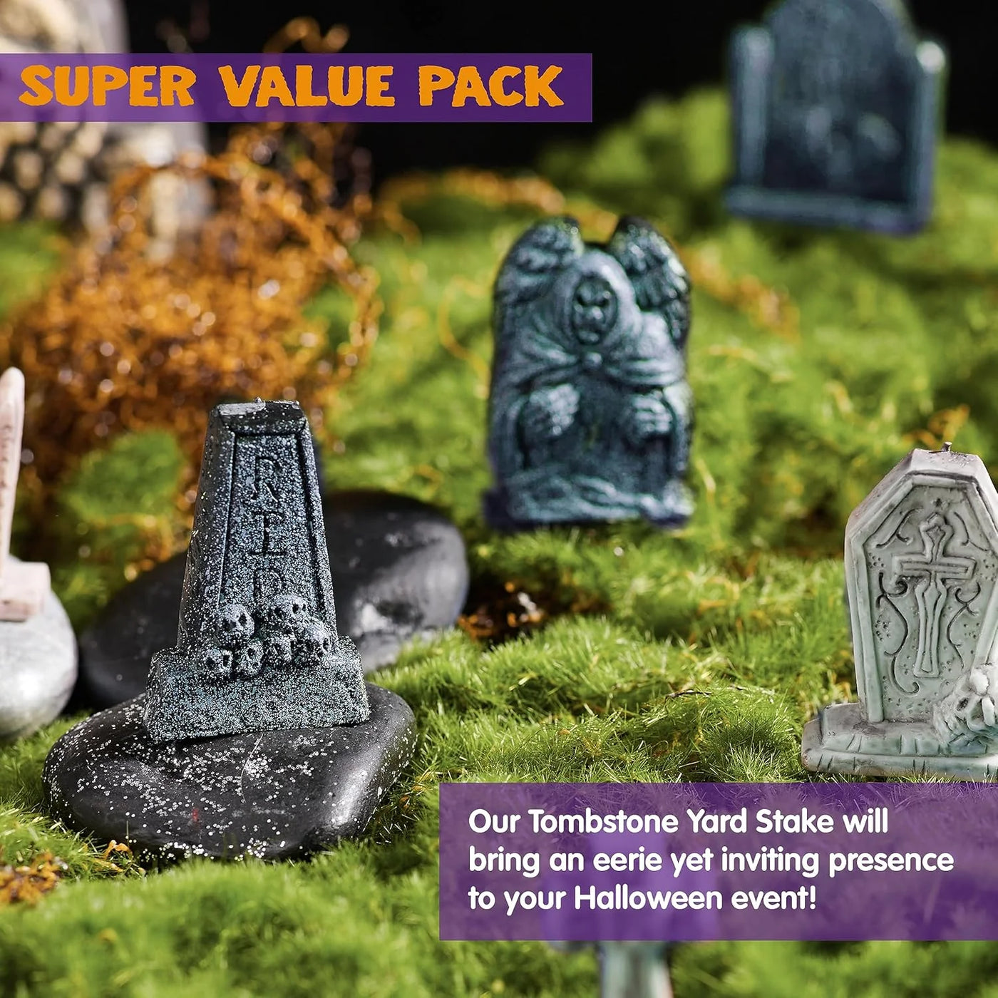 12 Pack Mini Halloween Tombstones - Perfect Foam Decorations for Spooky Outdoor & Indoor Yard Displays