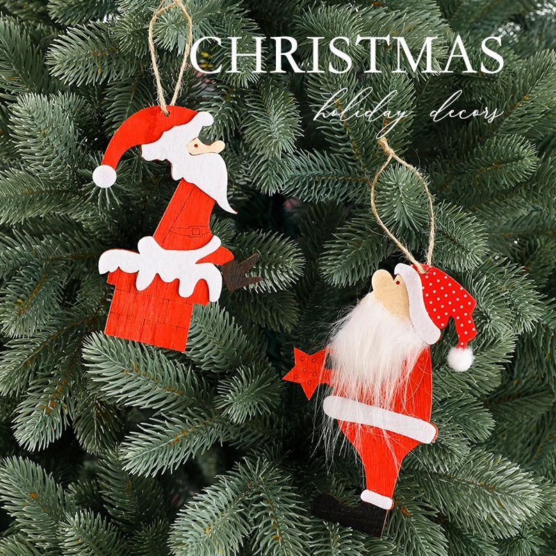 Santa Claus Wooden Ornament Christmas Tree Decoration for Holiday Atmosphere and Scene Arrangement eprolo