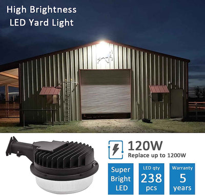 120W LED Barn Light - 18000Lm Dusk to Dawn Outdoor Lighting with Photocell, 5000K Daylight, 1200W MH/HPS Replacement, ETL&DLC Listed Waterproof Security Area Light - GG store
