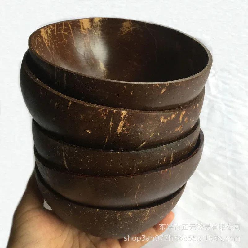 Handmade natural coconut shell bowl for serving fruit, salad, or kitchen storage, eco-friendly and crafted by eprolo.