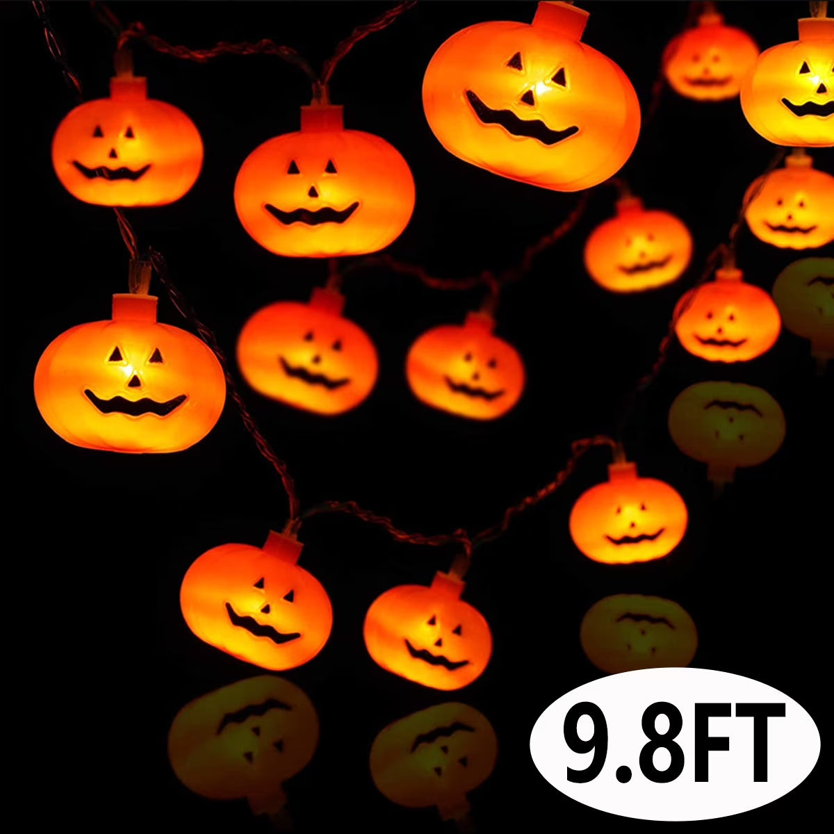 Spooktacular 9.8 Feet LED Pumpkin String Lights - Perfect Halloween Decorations for Indoor & Outdoor Parties!