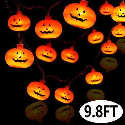 Spooktacular 9.8 Feet LED Pumpkin String Lights - Perfect Halloween Decorations for Indoor & Outdoor Parties!