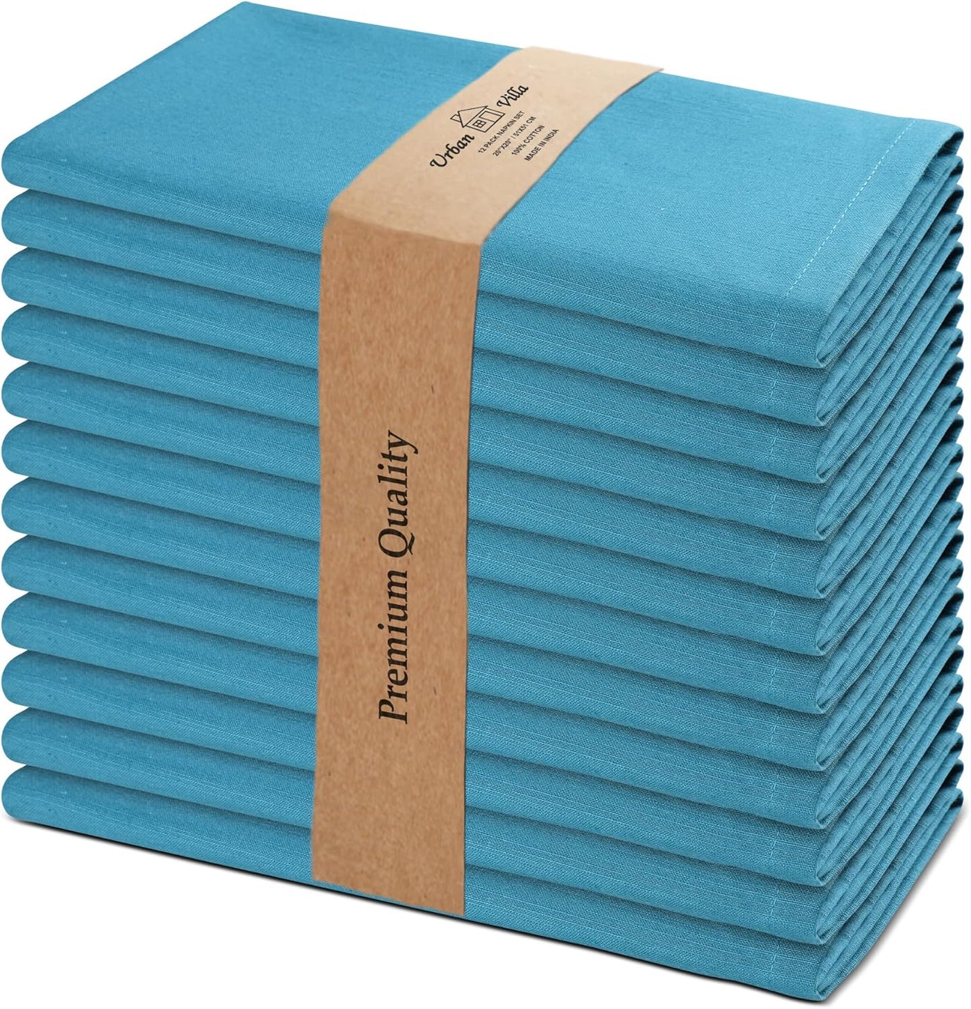 Premium Quality Oversized 20"x20" Turquoise Cloth Napkins - Set of 12, 100% Cotton, Perfect for Christmas & Everyday Dining