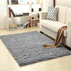 Cavira super soft shag area rug in silky polyester, modern design, ideal for living rooms, bedrooms, and nurseries.