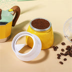 Cavira Moka Pot coffee dosing funnel and powder ring for 3- and 6-cup espresso, mess-free coffee grounds dispenser and tamping accessory
