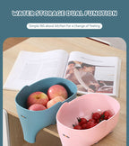 Cavira elephant-shaped drain basket in blue, used for kitchen storage, fruit, and vegetable draining with colorful design