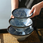 Large Porcelain Ramen Bowl - Vintage Japanese Style Noodle Soup Bowl - Cavira