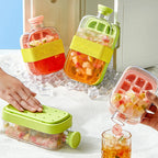 Cavira 2-in-1 ice cube maker bottle with lid and straw, portable press ice tray kettle for home, office, and travel use