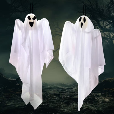 2 Packs Hanging Ghost Halloween Decorations Outdoor,27.5" Cute Flying Ghosts Outdoor Hanging Halloween Decorations Yard Decorations