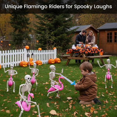 16" Small Skeleton Halloween Decor Full Body 2 Pack - Plastic Mini Skeleton Halloween Poseable Hanging Decorative - Cute Posable Joints Little Skeletons Indoor Table Decoration