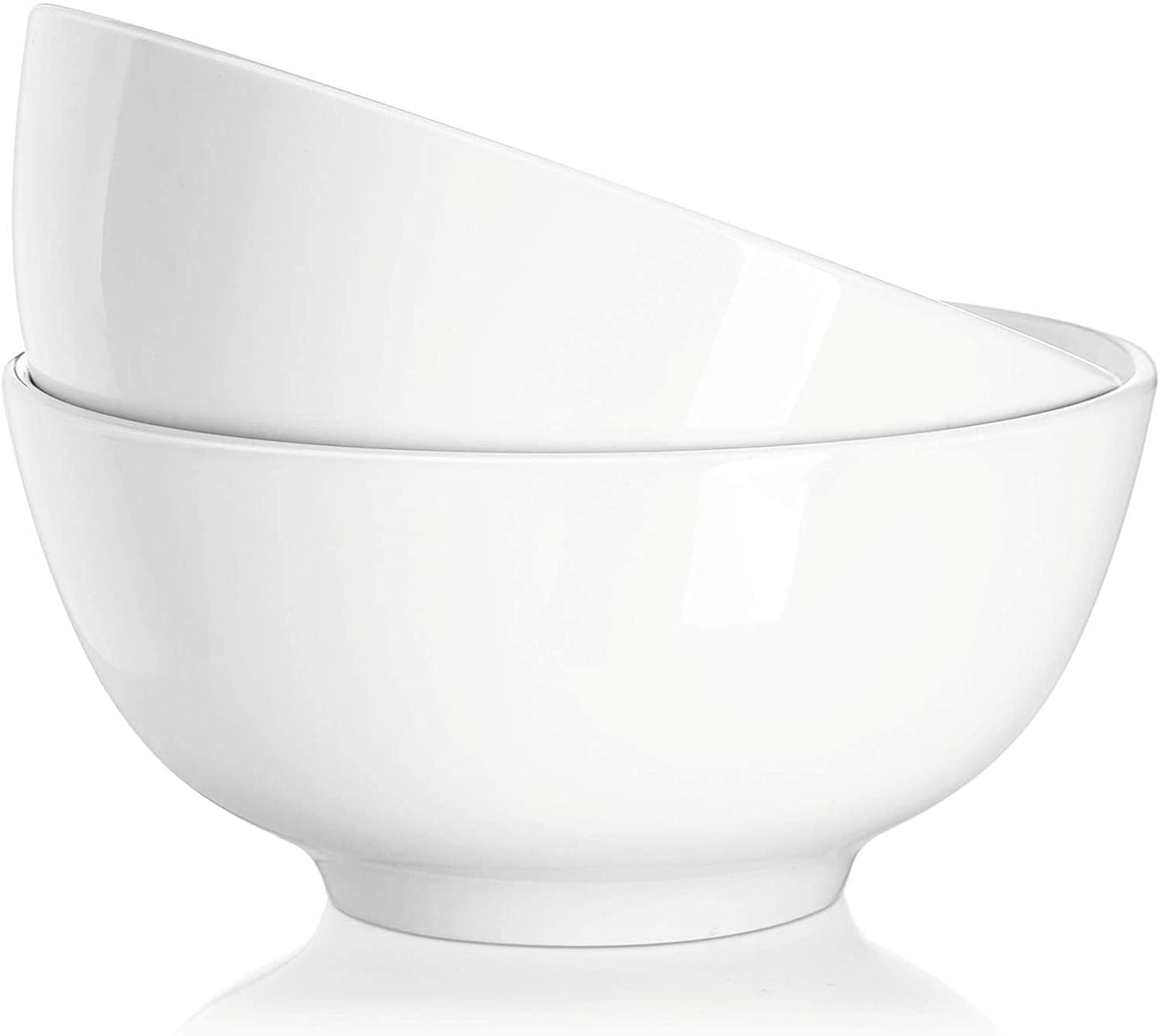 Elegant 22 Ounce Porcelain Serving Bowls - Microwave & Dishwasher Safe, Perfect for Soup, Salad, Rice, Pasta & Oatmeal, Set of Classic White Centerpiece Bowls