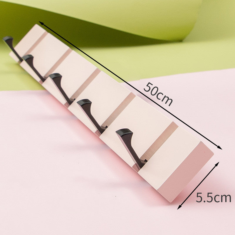 No Drill Bamboo Wall Hook Rail by Cavira with 4 and 5 hooks in grey and pink, waterproof, suitable for kitchen, bathroom, or entryway.
