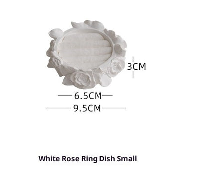 White Gypsum Rose Ring Storage Tray