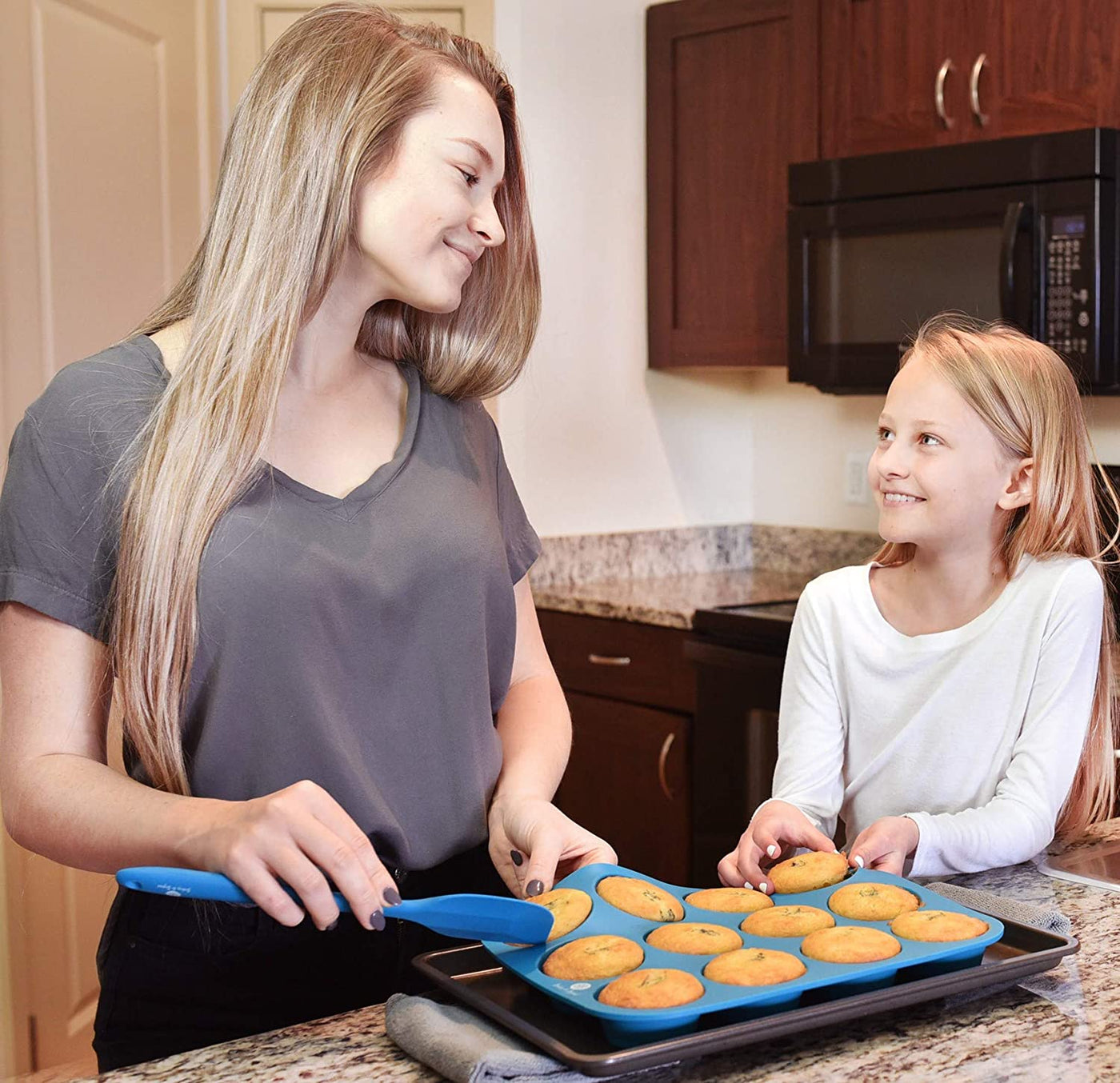 Ultimate Silicone Muffin Pan Set - Non-Stick 12 Cup and 24 Mini Cupcake Molds with 2 Spatulas and Recipe E-Book Included!