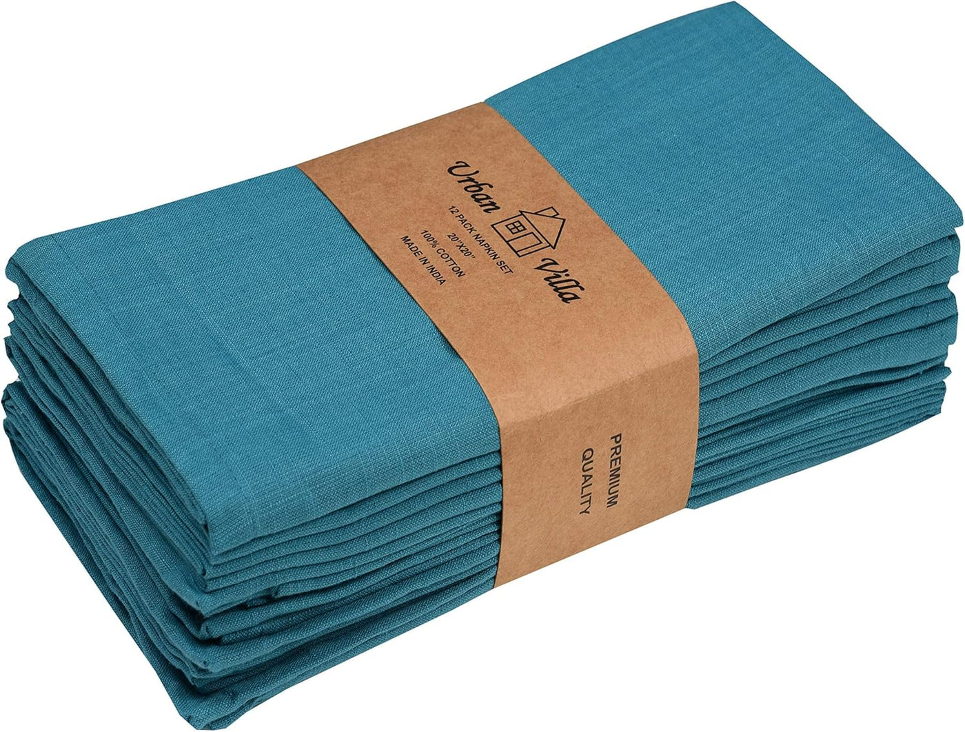 Premium Quality Oversized 20"x20" Turquoise Cloth Napkins - Set of 12, 100% Cotton, Perfect for Christmas & Everyday Dining