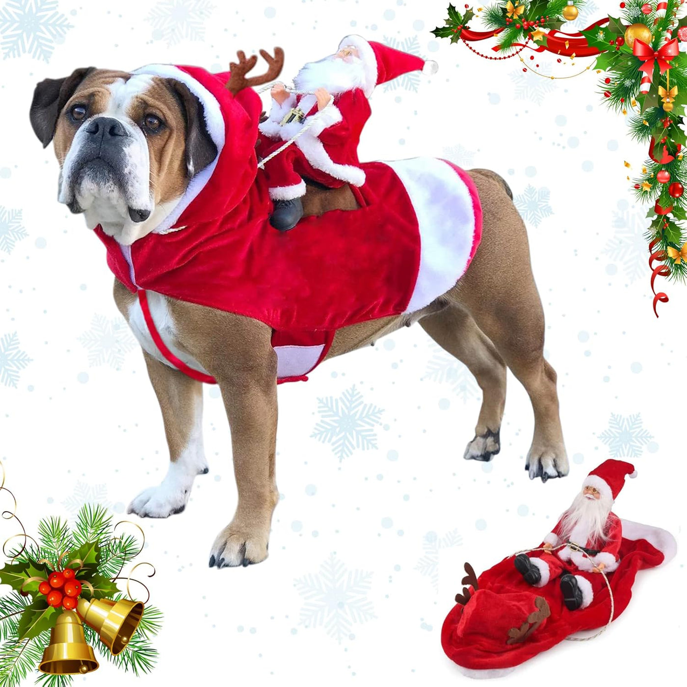 Festive Santa Dog Costume - Perfect Christmas Outfit for Small Breeds like Chihuahua, Yorkshire, and Poodle! Winter Hoodie Coat for Pets