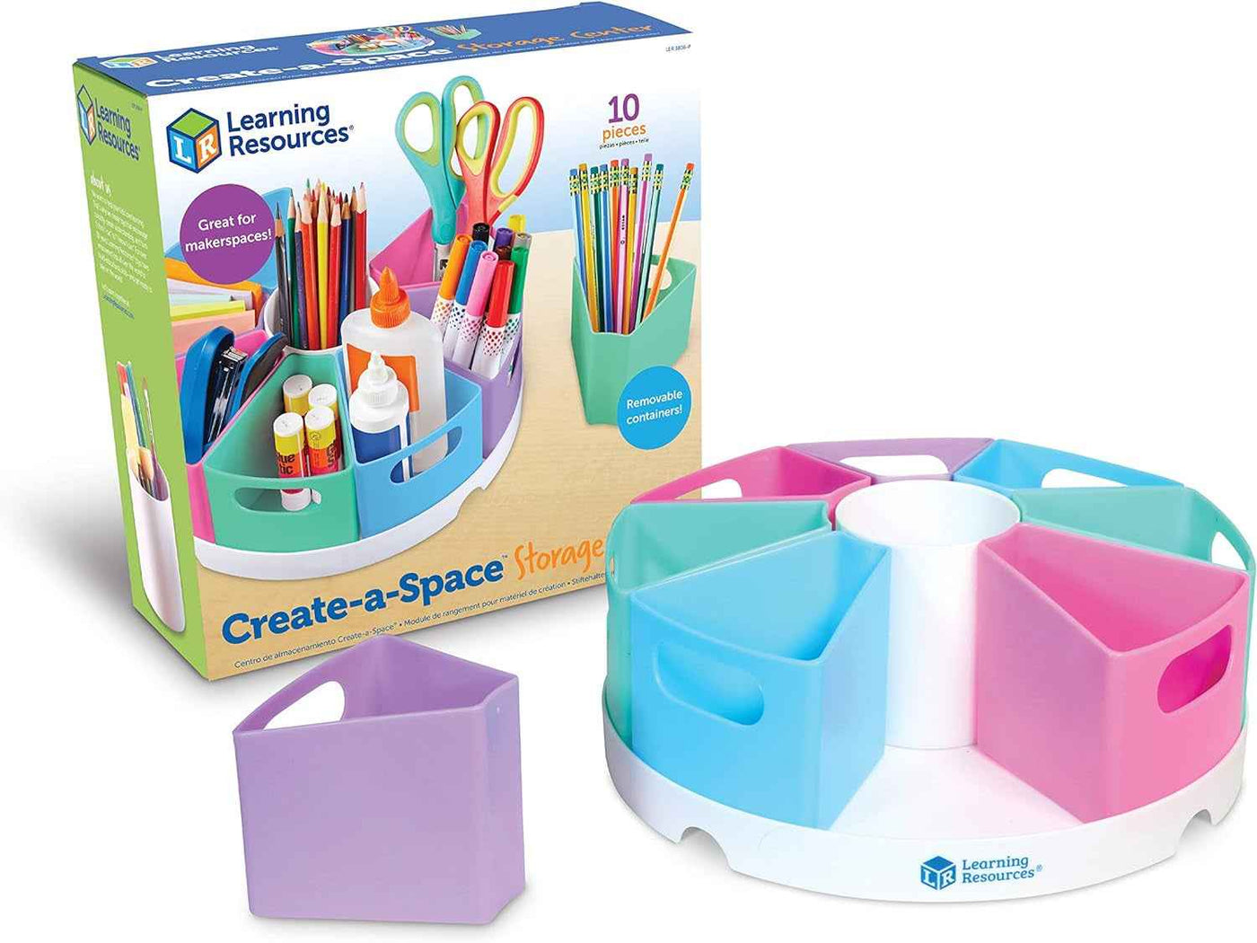 Create-A-Space Storage Center - Pastel 10 Piece Set for Homeschool, Nursery Organizer, Classroom Craft Keeper, Fits 3Oz Hand Sanitizer Bottles - GG store