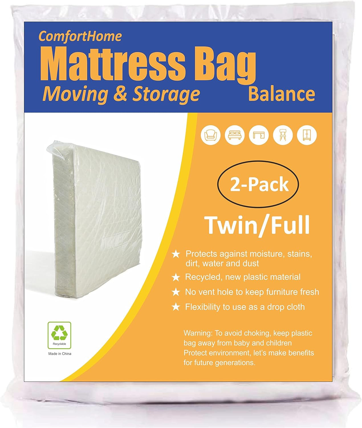 Ultimate 2 Pack Mattress Bags for Easy Moving & Storage - Perfect Fit for Twin/Full Size Mattresses!